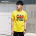TRENDIANO Áo dài nam mùa hè Tide in chữ Cotton Vòng cổ ngắn tay áo thun 3GC202353P - Áo phông ngắn áo thun nam polo Áo phông ngắn