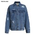 Xu hướng mùa xuân của nam giới TRENDIANO Cotton Loose Hole Casual denim Jacket 3GC104775P - Áo khoác đôi đồ ngủ nam Áo khoác đôi