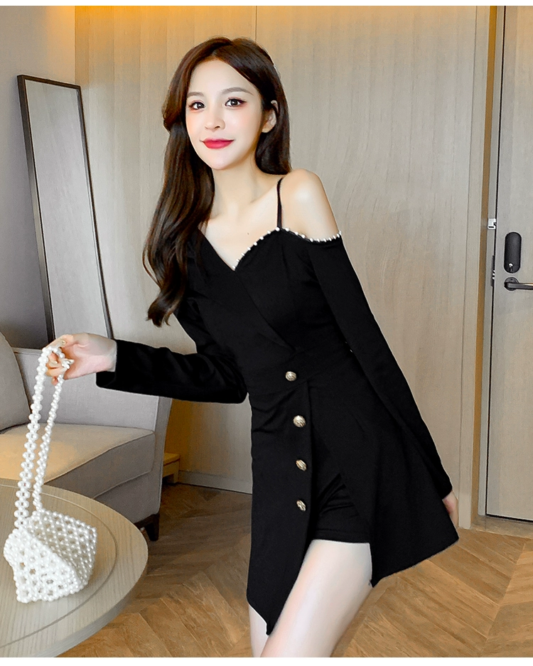 Fashion Temperament Suit Women 2022 New Spring and Autumn Strapless Irregular Dress Black Shorts Western Style Two-piece Suit sweat suits women