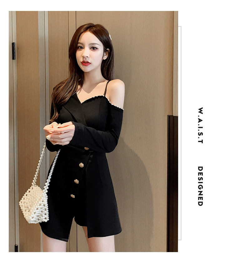 Fashion Temperament Suit Women 2022 New Spring and Autumn Strapless Irregular Dress Black Shorts Western Style Two-piece Suit sweat suits women