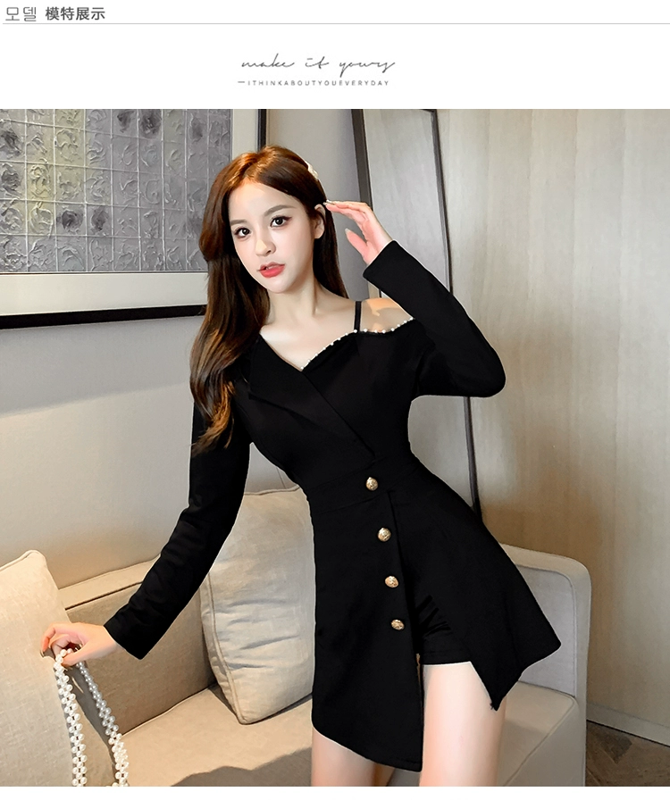 Fashion Temperament Suit Women 2022 New Spring and Autumn Strapless Irregular Dress Black Shorts Western Style Two-piece Suit sweat suits women