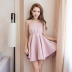 Máy chăm sóc váy ngủ nữ gợi cảm 2018 mới dây đeo váy ngắn đã mỏng backless một chiếc váy mùa thu - Váy eo cao váy suông rút eo	 Váy eo cao
