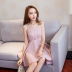 Máy chăm sóc váy ngủ nữ gợi cảm 2018 mới dây đeo váy ngắn đã mỏng backless một chiếc váy mùa thu - Váy eo cao váy suông rút eo	 Váy eo cao