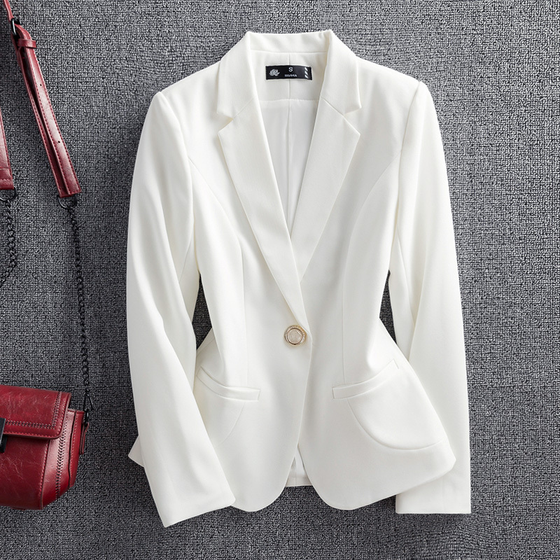 White Short Blazer for Women, 2025 Early Spring and Autumn, Slim Fit, Elegant Small Suit, Petite Top, Professional Attire