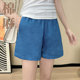 Women's summer cotton and linen mid-length trousers, straight-leg 5-point shorts, loose design, casual hot pants, large size outer wear