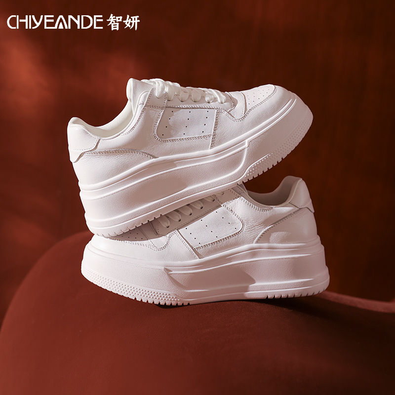 Thick-Soled White Sneakers for Women, 2026 New Summer Breathable Trendy Versatile Casual Shoes, Genuine Leather Sneakers Thick-Soled White Sneakers for Women, 2026 New Summer Breathable Trendy Versatile Casual Shoes, Genuine Leather Sneakers