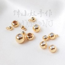 14K bag gold with hanging silicone plug adjustment bead chain positioning ball bracelet disc diameter diy accessories