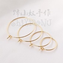 14K bag of genuine gold - friendly round earring O - shaped ear accessories string bead ear accessories material