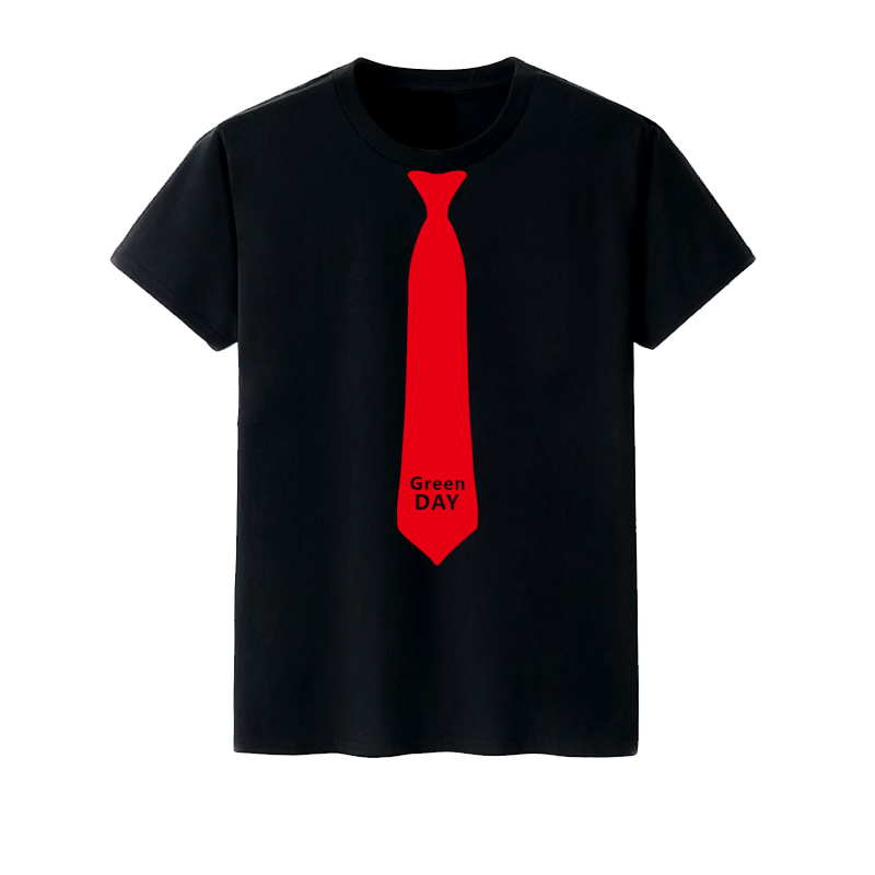 Summer Green Day Band Tie Print Punk Rock Band Dj Short-Sleeved T-Shirt for Men and Women Cotton Fashion