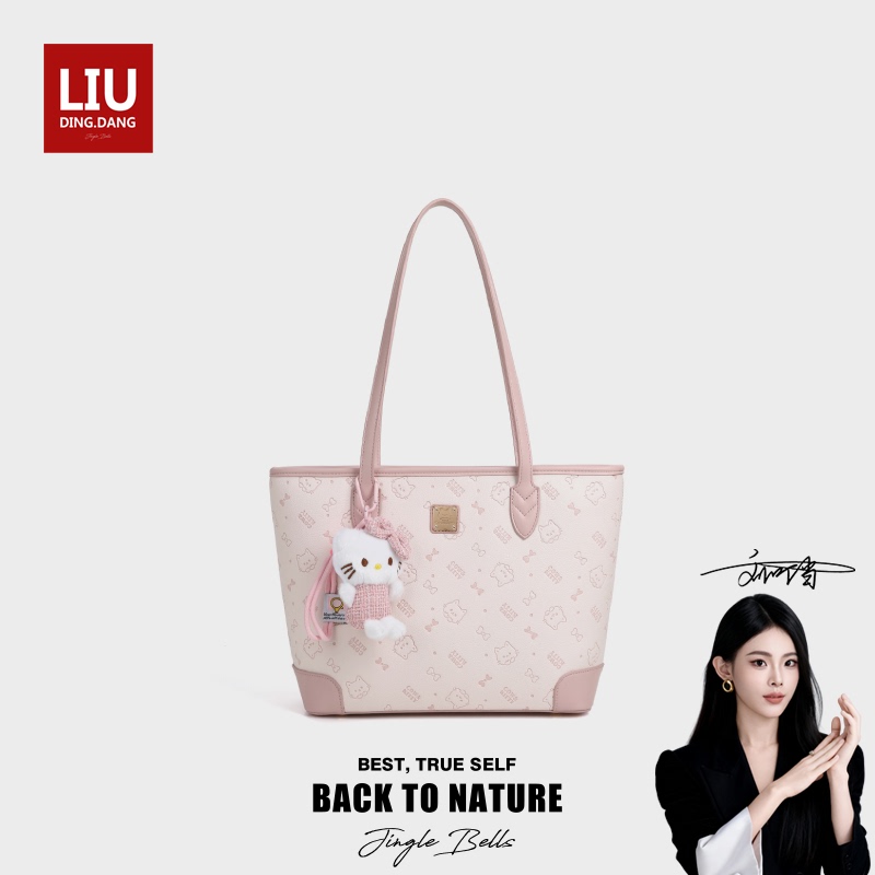 [Liu Dingdang] Cow&Kitty Women's Bag Bright Cherry Blossom Large Capacity Tote Bag Hand-Held Shoulder Bag 8022 Cherry Blossom