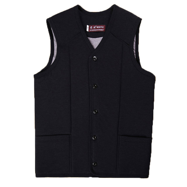 Middle-aged and elderly men's camel hair cotton vest father's thickened warm waistcoat old man's vest wear large size cotton coat at home