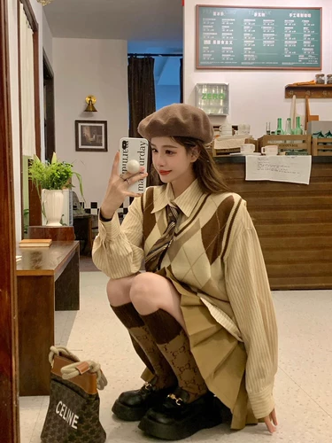 Куртка, демисезонный корейский пиджак классического кроя, юбка в складку, комплект, свободный крой