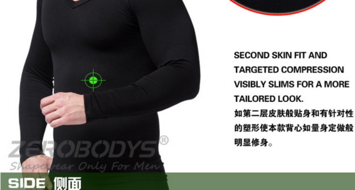 Áo nịt ngực cho nam Kiểu dáng liền mạch ấm áp cổ chữ V dài tay ôm bụng corset quần bó sát trừ bia bụng áo gen bụng