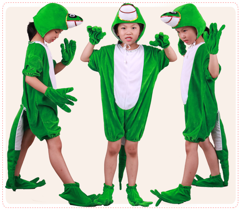 Ngày của trẻ em tắc kè nhỏ Cho mượn đuôi Trang phục cổ tích Câu chuyện thằn lằn nhỏ Trang phục biểu diễn sân khấu Hoa trang phục thằn lằn quần áo bé trai