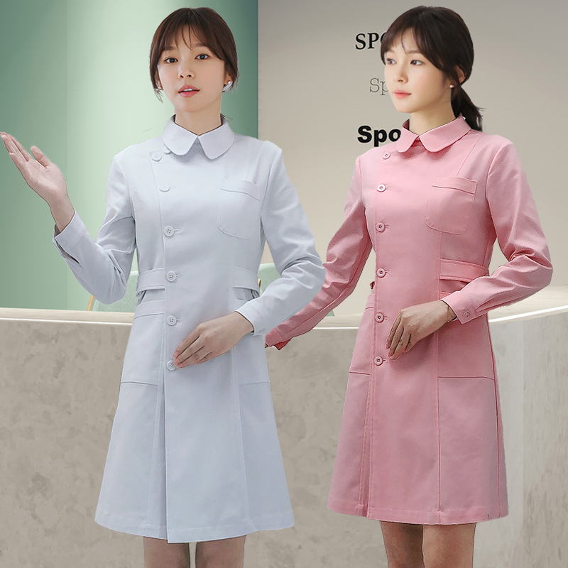 High-end Korean-style New Cosmetic Surgery and White Coat in the Long version of the Cosmetic Surgeon's Cosmetic Surgery Beauty Salon Pharmacy Guide Purchase