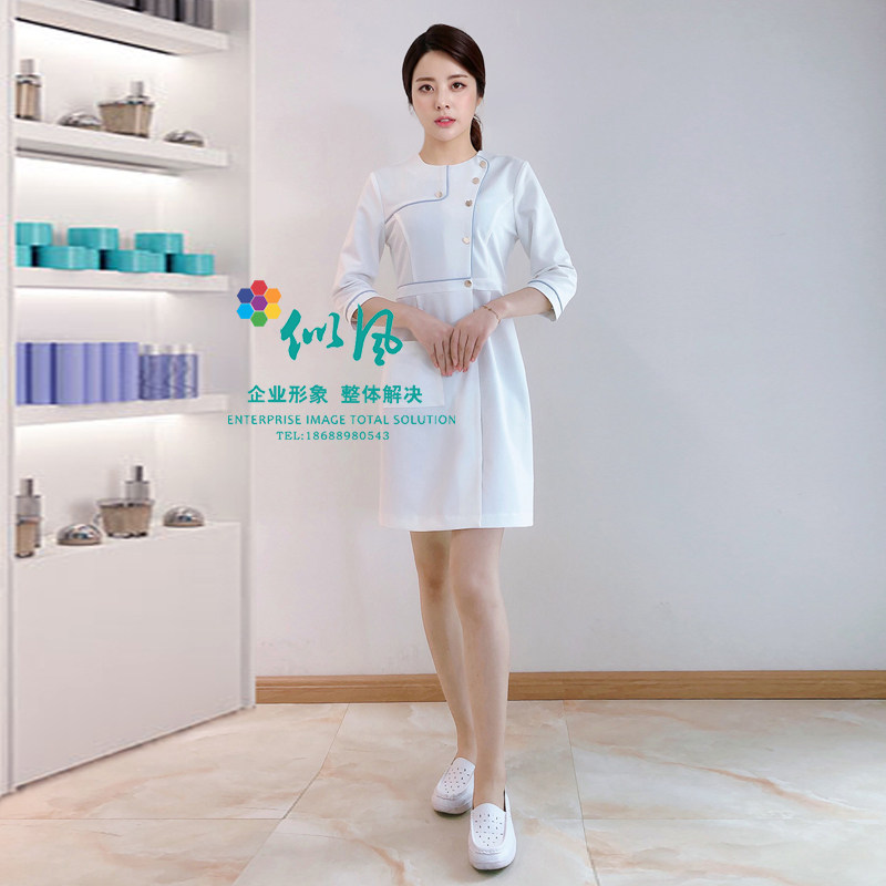 Spring and autumn new beautician front desk overalls dress beauty salon technician hairdressing manicure front desk shopping guide clothing