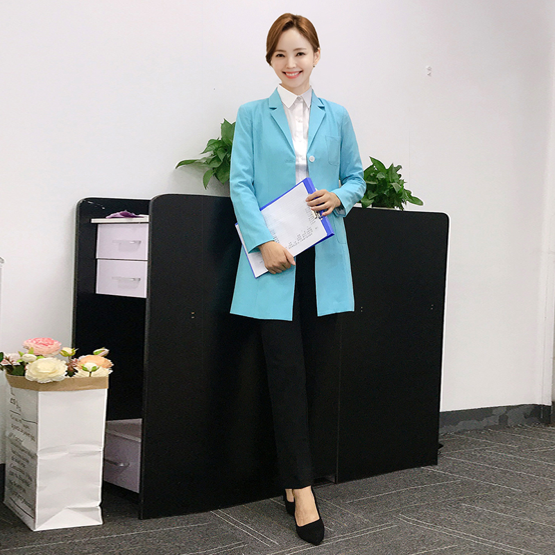 New Han edition of white coat long sleeves doctor to serve autumn and winter female experimental service physicians to take pharmacy plastic hospital doctor clothing