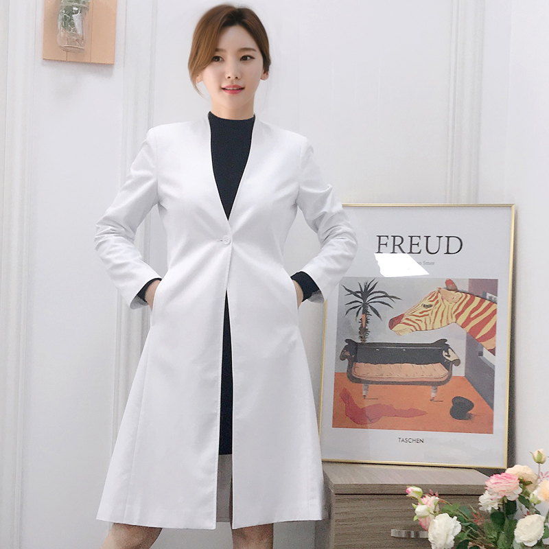Korean oral plastic surgery and beauty hospital embroidery artist work clothes white coat dentist wear women's experimental clothes white clothes