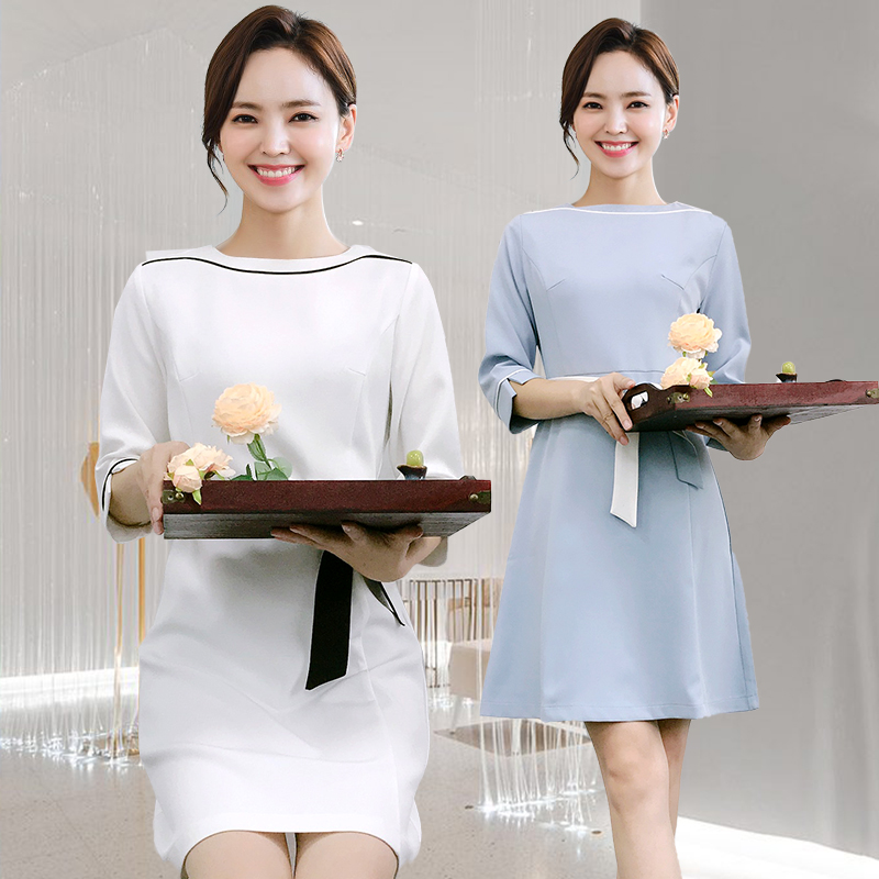 New Korean version Beauty Nail Embroidered Technician Clothing Beautician Physiotherapy Nurse Foreign Dress Lady Spa Beauty Salon