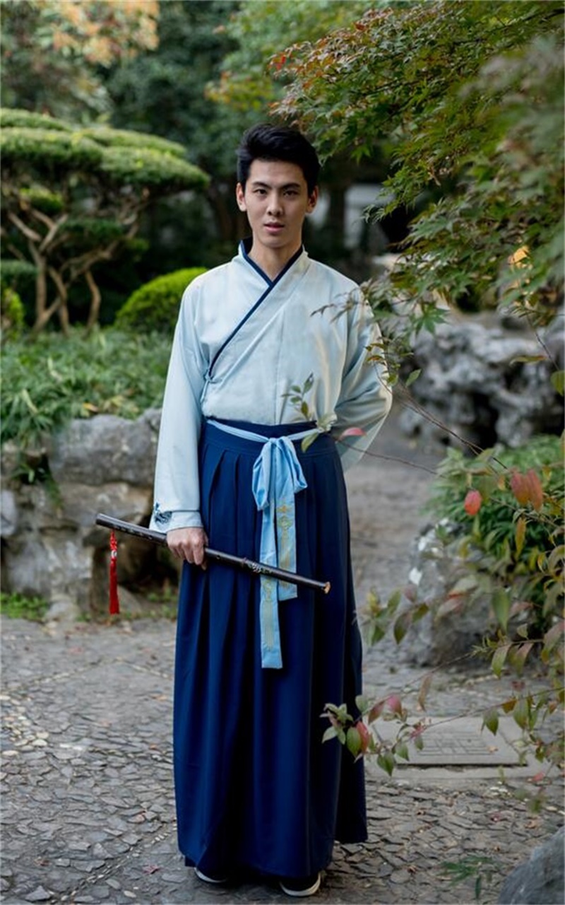 Cải thiện truyền thống hiệp sĩ nam Hanfu truyền thống trở lại Hantang sinh viên phong cách Trung Quốc dài tay phù hợp với những người yêu thích cp set đồ đôi nam nữ