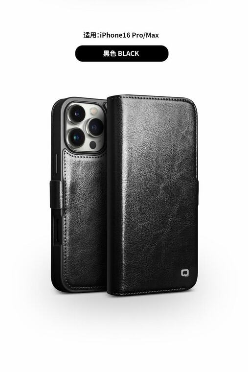 Qialino Wallets Folio Flip Business Leather High End Premium 16, 16 Plus, 16 Pro, 16 Pro Max iPhone Case