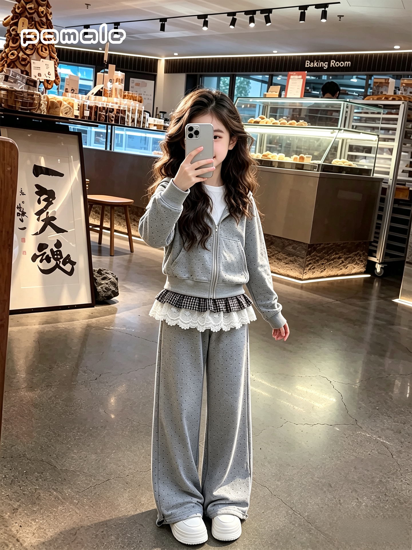 女童春秋装上衣套装2026新款女大童时尚波点外套休闲阔腿裤两件套 — 11