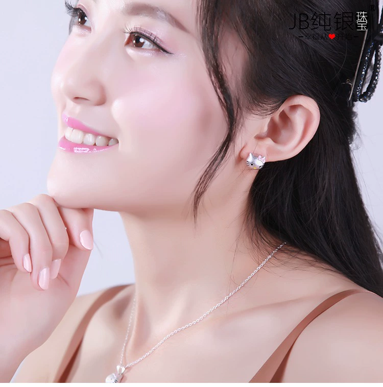 925 sterling bạc KT mèo mặt dây dễ thương phim hoạt hình hellokitty Hello Kitty bạc vòng cổ vòng cổ vòng đeo tay - Vòng đeo tay Cuff
