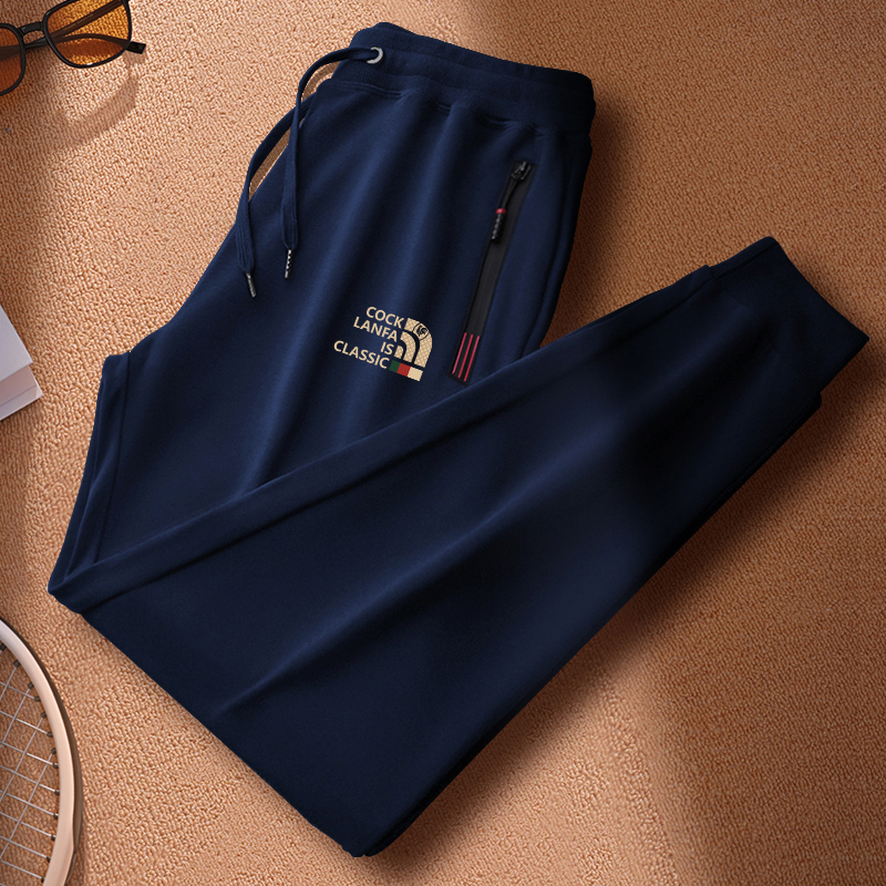 French Rooster Men's Fleece-Lined Thickened Sweatpants Autumn/Winter 2024 New Trendy Brand Jogger Sports Casual Long Pants