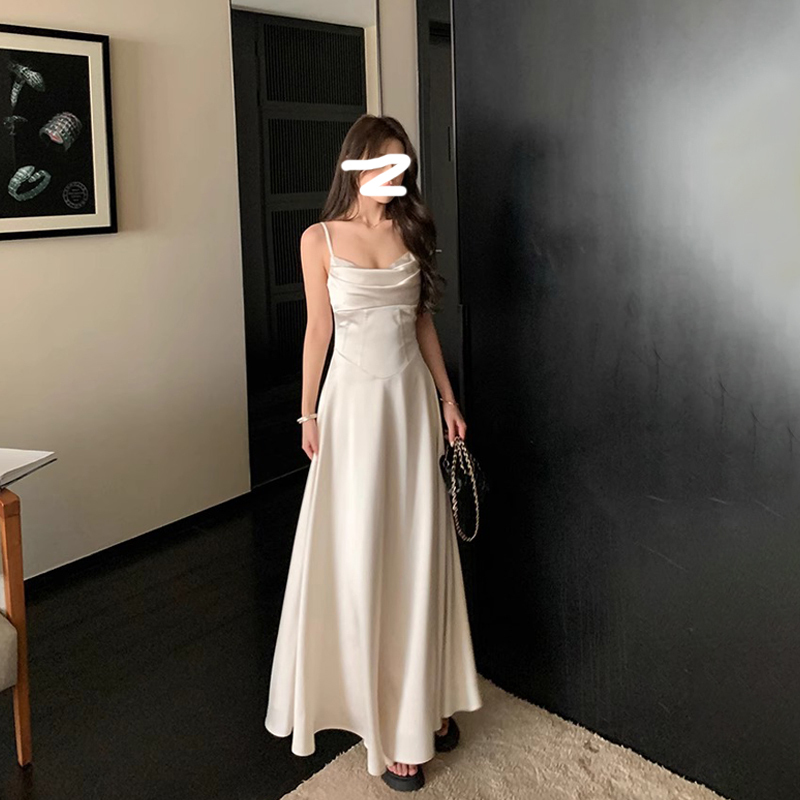 2026 Autumn New Satin Long Ankle-Length Dress for Tall Women, Plus Size Slip Dress for Chubby Girls, Slimming Dress 2026 Autumn New Satin Long Ankle-Length Dress for Tall Women, Plus Size Slip Dress for Chubby Girls, Slimming Dress