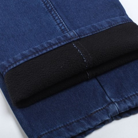 Trung niên cộng với quần tây nam quần denim trung tính cao eo lỏng quần dày giản dị mùa thu và mùa đông cha ấm quần quần âu nam