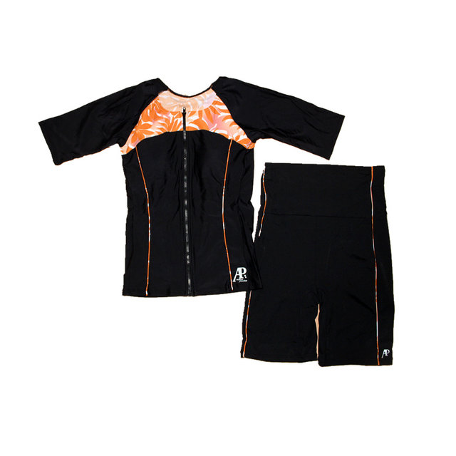 ຊຸດລອຍນ້ໍາພາກຮຽນ spring ຮ້ອນຄໍ Round split swimsuit ແຂນສັ້ນເທິງກະທັດຮັດ boxer swimsuit ການຄ້າຕ່າງປະເທດສົ່ງອອກອະນຸລັກ