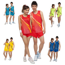 Professional track and field suit suit Long-distance running sportswear training suit competition suit Marathon running suit Male and female student summer