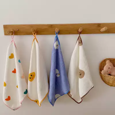 Baby baby washing towel saliva towel bath bath small square towel soft than cotton children hanging handkerchief 4