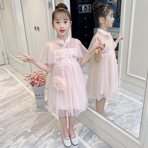 Summer girls foreign dress childrens childrens net red pop summer dress Korean version of mesh sequin skirt princess dress
