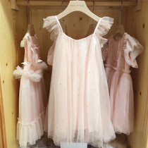 Summer girls dress Foreign color Net red pop belt skirt summer dress children Children Baby net gauze princess skirt