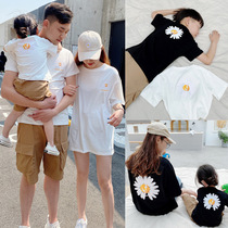 Summer parent-child dress a family of three four net red mother womens small Daisy foreign mother dress short sleeve T-shirt summer dress