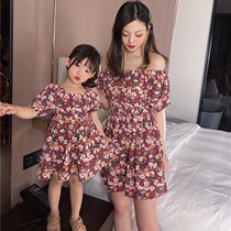 Summer high-end parent-child dress foreign fashion fashion different short sleeve dress Net red fashionable summer dress mother womens tide