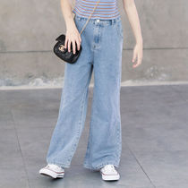 Summer childrens pants for girls and children wearing thin foreign jeans big children casual fashion fashion fashion brand wide leg pants