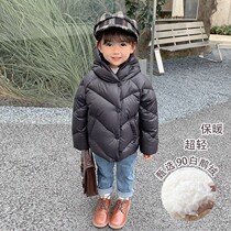 Girls down jacket 2021 new winter childrens little boy girl baby thick foreign 90 white duck down jacket