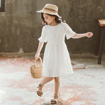 Childrens dress Girls summer Western style princess dress Lace hollow little girl skirt Summer childrens clothing fairy skirt