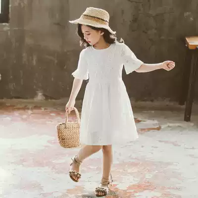 Children's dress girls summer style princess dress lace hollow girl dress