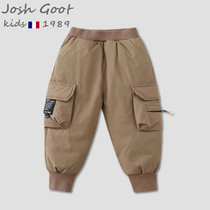 Children 90 white duck down pants winter girls boys children baby babies wear thick workwear down pants