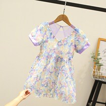 Summer girls dress childrens net red hot summer dress children Korean version of mesh flower skirt princess dress