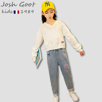 Josh Goot joint childrens pants girls children spring and autumn trousers big children casual jeans Autumn Tide