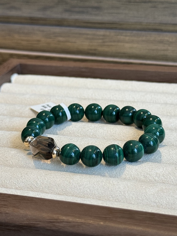 【Green Field Golden Light】Natural Malachite Tea Crystal Freeform Crystal Bracelet 10mm