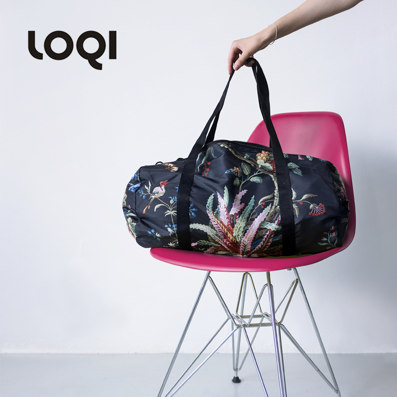 German LOQI LIGHT FOLDING TRAVEL BAG Double-sided flower Handbag Inclined Cross Fitness Luggage Bag Passable Tour Bag