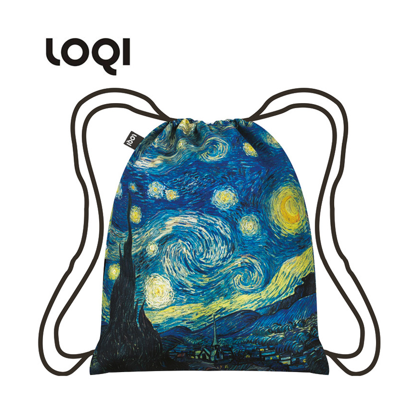 Bảo tàng LOQI Vai vẽ dây thể thao Du lịch chống nước Ba lô Túi gấp nhẹ Starry Sky cặp balo nam đi học