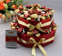 Red bow cake candy box wedding gift small blue green candy box Chinese style retro carton