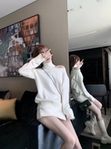  (50% off clearance)Stylish and practical high-neck lazy small sexy semi-off-the-shoulder black and white pullover warm sweater