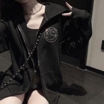 CHICYOU (Diamond Smiling Face) Everyday Street Out Also Trendy Loose Casual Zipper Even Cap Sweater Jacket